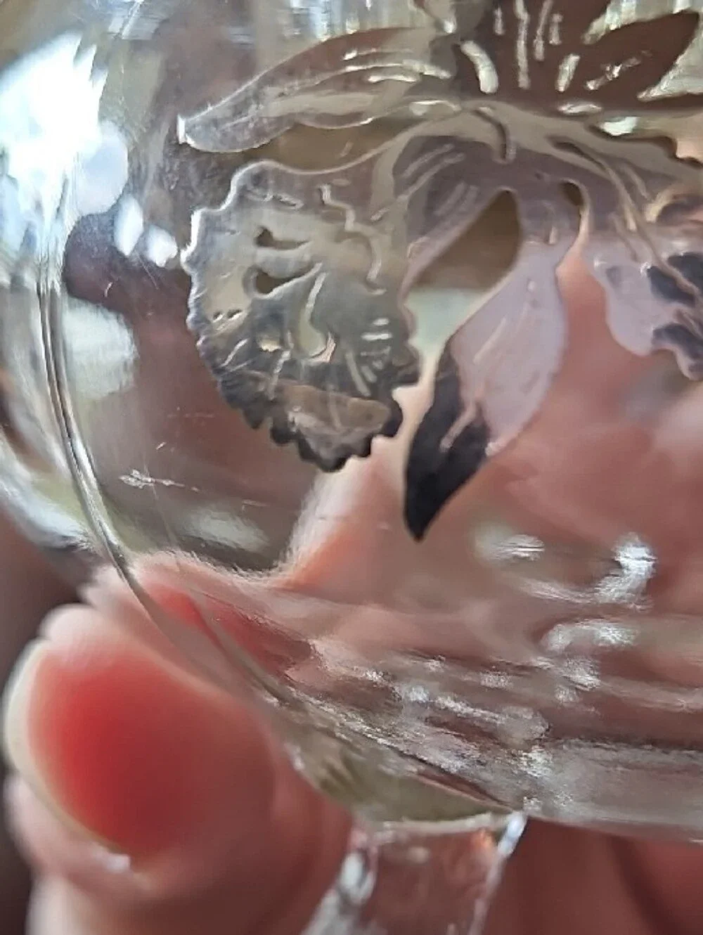 Rare Vintage Beaumont Glass Silver Overlay Footed Flower Vase with Flower Frog